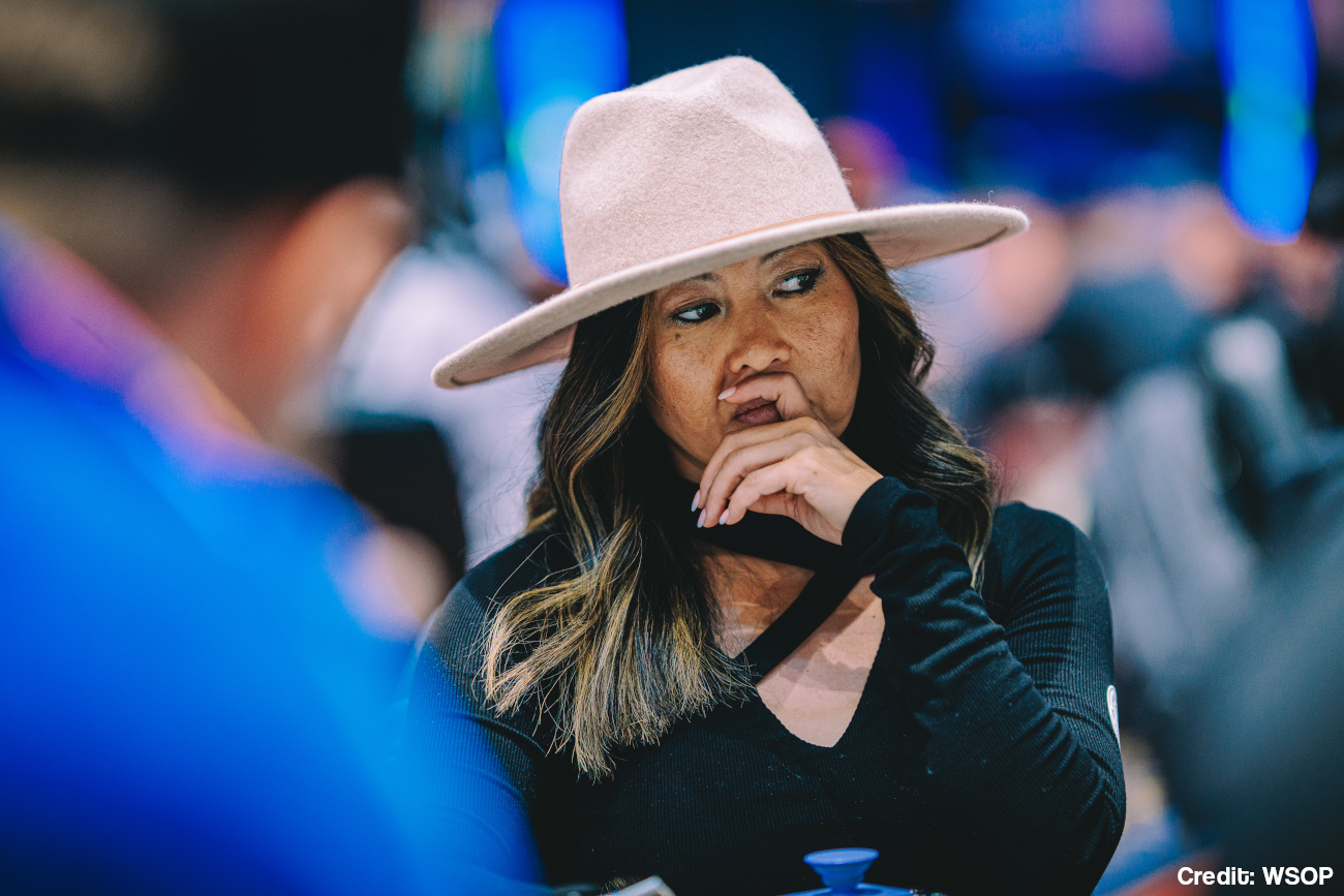 Esther Taylor plays in Event 50 -- 10k Pot-Limit Omaha Championship